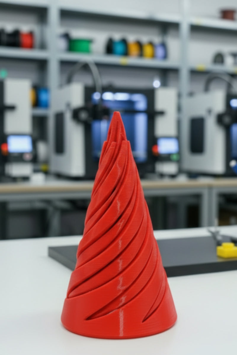 Red traffic cone on a transparent background
